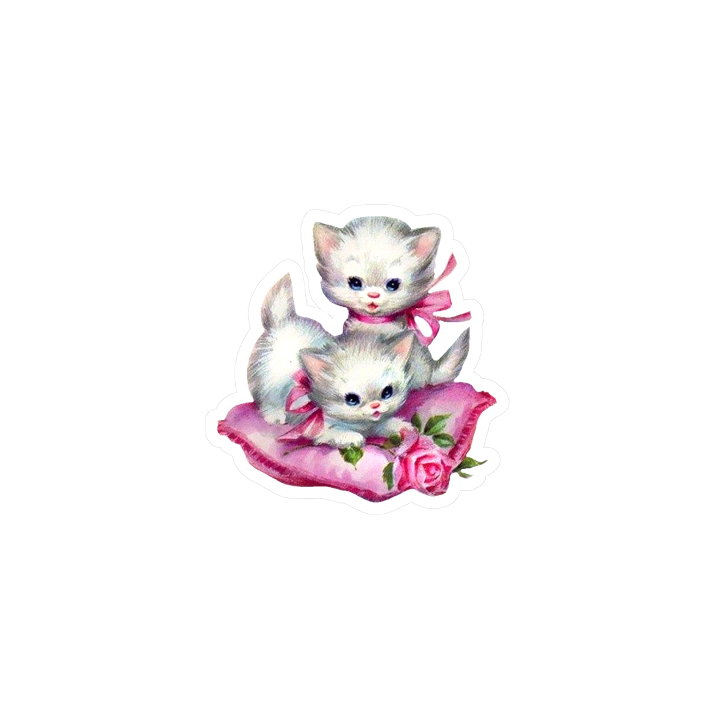 Vintage Kitty Sticker | Bow Coquette Decal | Cute Feminine Car Accessory | Funny Aesthetic Sticker