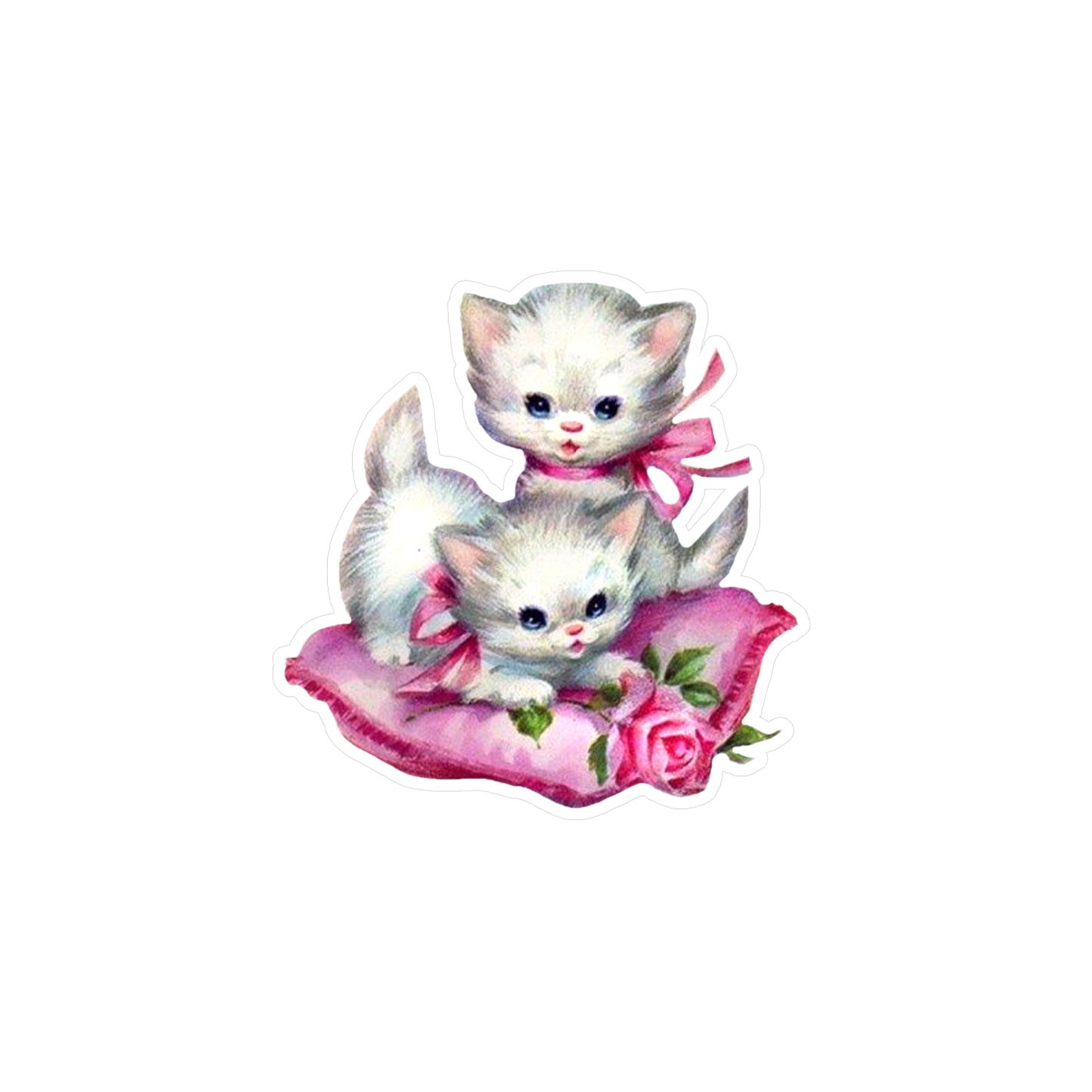 Vintage Kitty Sticker | Bow Coquette Decal | Cute Feminine Car Accessory | Funny Aesthetic Sticker
