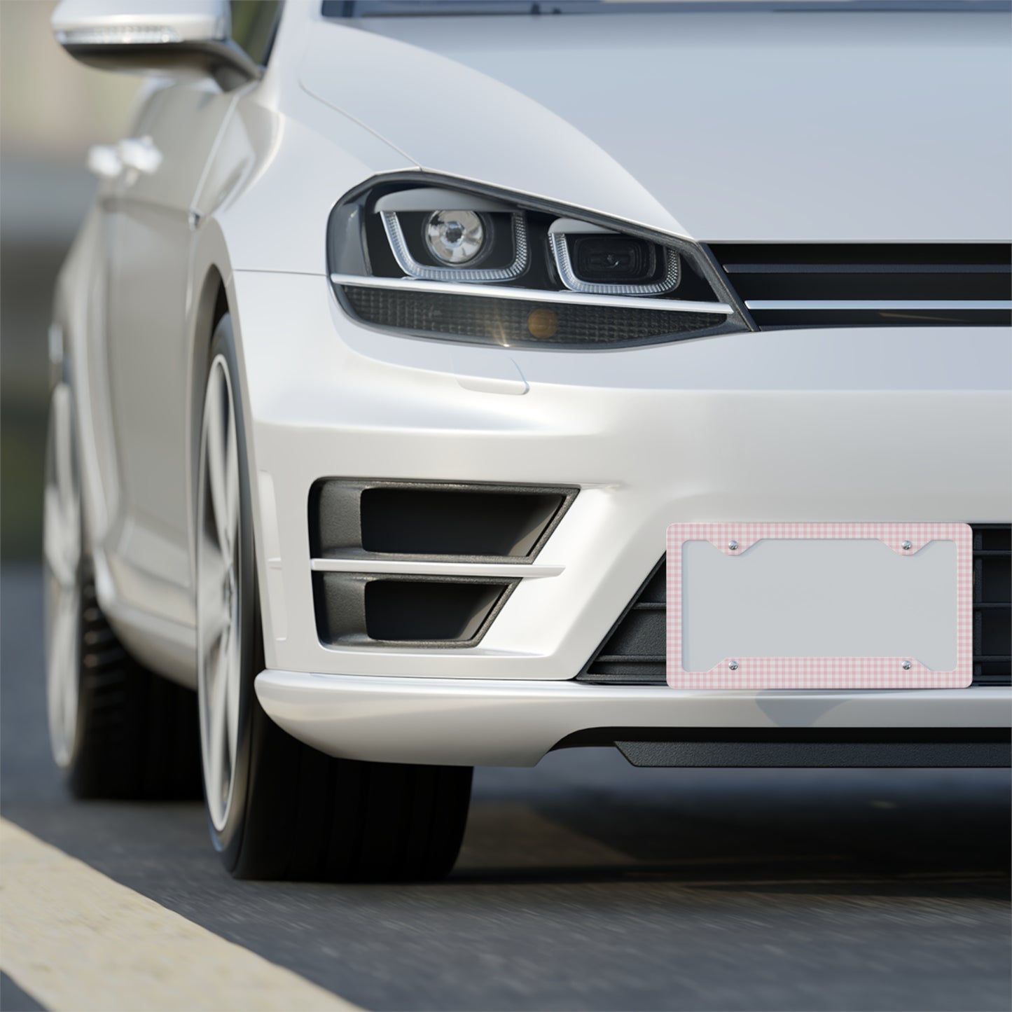 Pink Gingham License Plate | Cute Car Accessory | Coquette Aesthetic Plate | Preppy Pink Car Decor