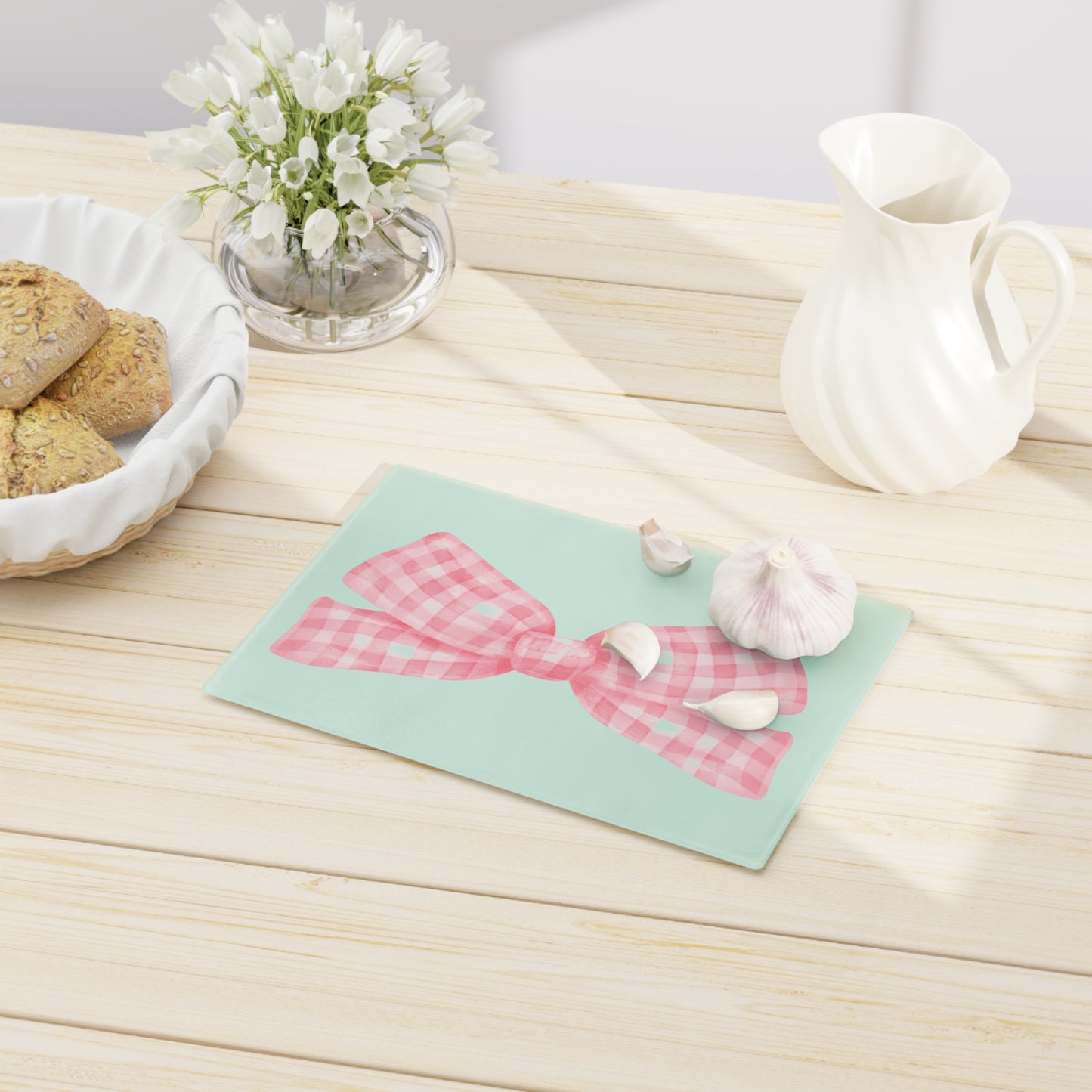 Adorable Bow Design Tempered Glass Cutting Board | Cute Kitchen Accessory | Perfect Gift for Home Cooks