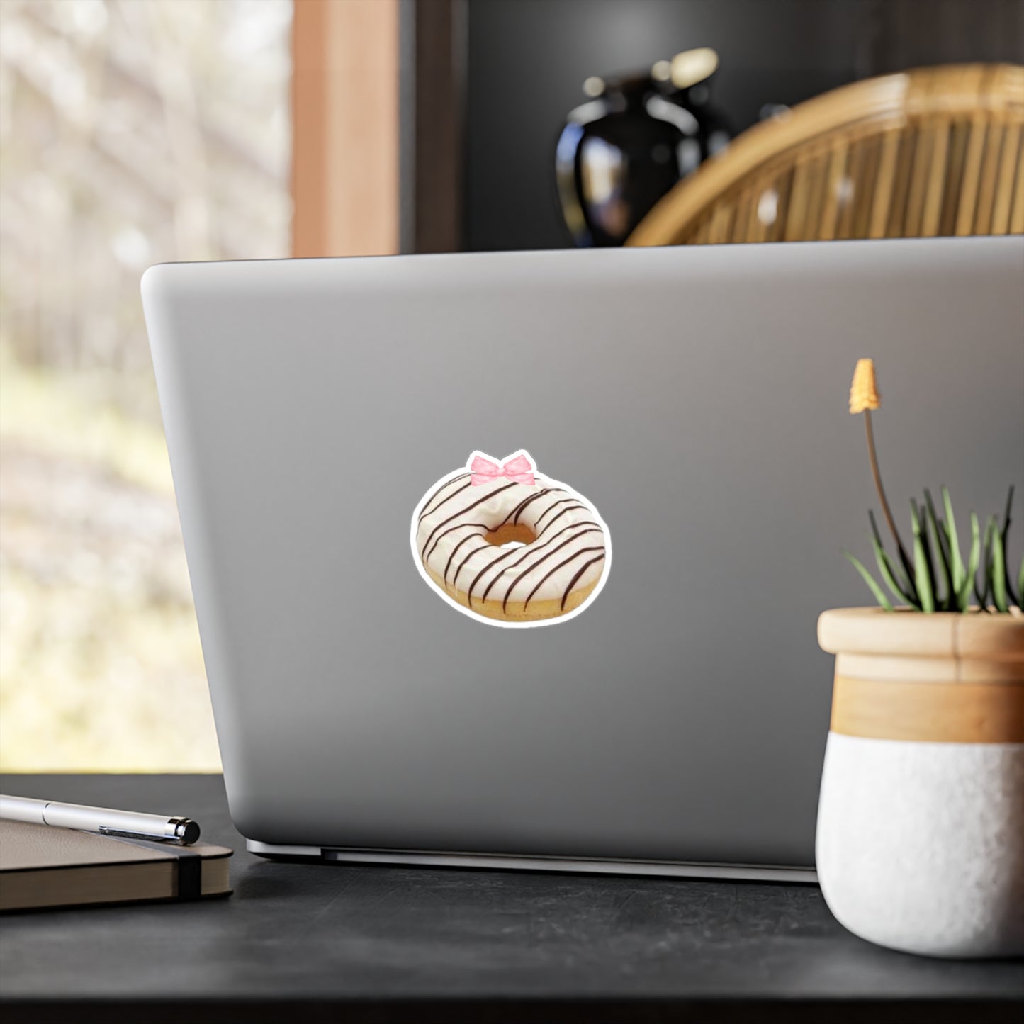Donut Sticker | Bow Coquette Decal | Cute Feminine Car Accessory | Funny Aesthetic Sticker
