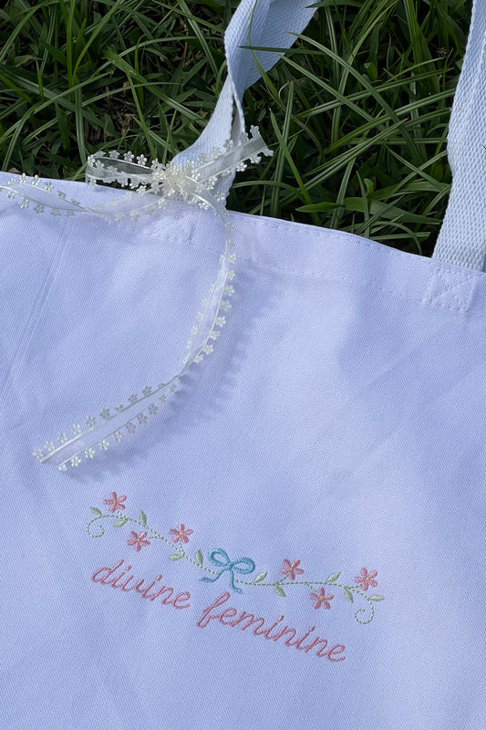 Divine Feminine Tote | Cottage core Tote Bags, Aesthetic Tote Bag, Vintage Classic Book Tote Bag, Tote Bag Gift for Friend, Handmade Bags