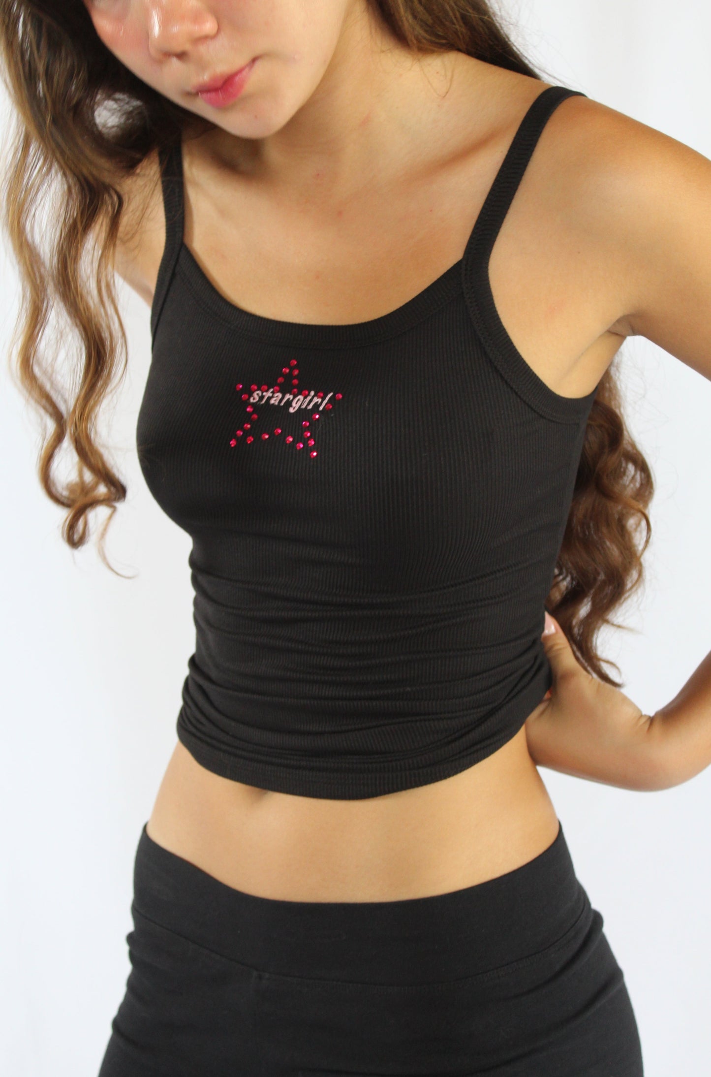 Star Girl Embroidered Rhinestone Tank Top | Star Girl Inspired Top | Glamorous Aesthetic Fashion for Women