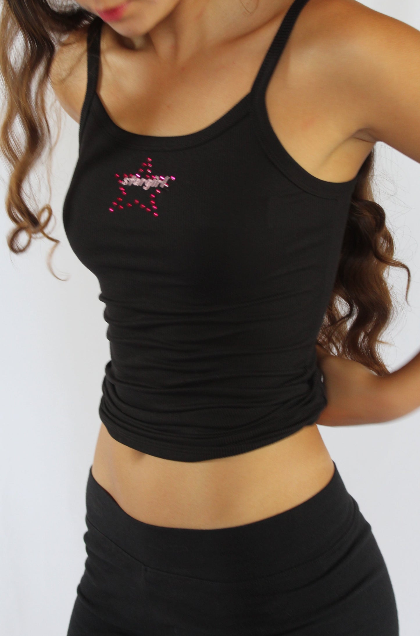 Star Girl Embroidered Rhinestone Tank Top | Star Girl Inspired Top | Glamorous Aesthetic Fashion for Women