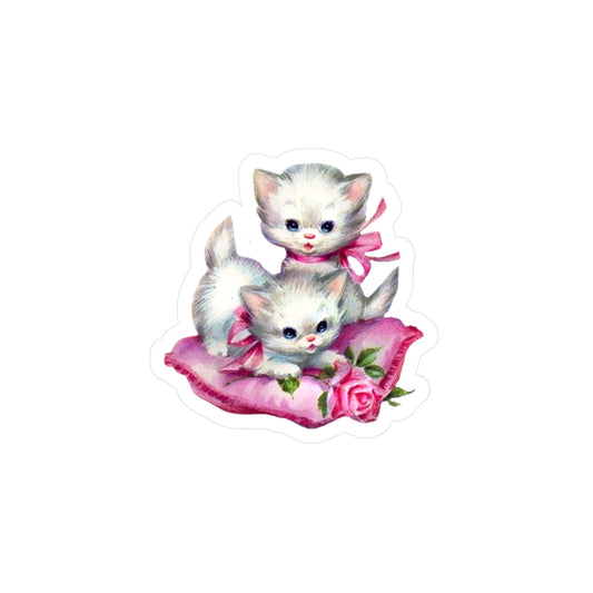 Vintage Kitty Sticker | Bow Coquette Decal | Cute Feminine Car Accessory | Funny Aesthetic Sticker