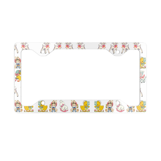 Retro Animal License Plate, Stylish Nursery Vintage Plate, Cute Animal Car Decor, Vintage Nursery Animal Plate, Unique Animal License Plate