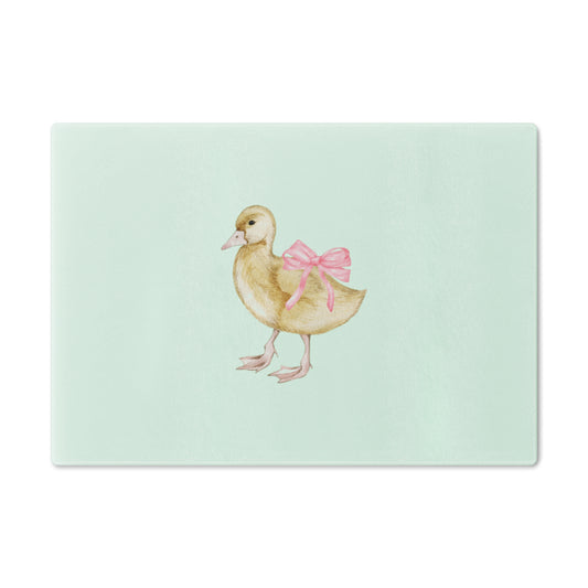 Adorable Bow Duck Tempered Glass Cutting Board | Cute Kitchen Accessory | Perfect Gift for Home Cooks