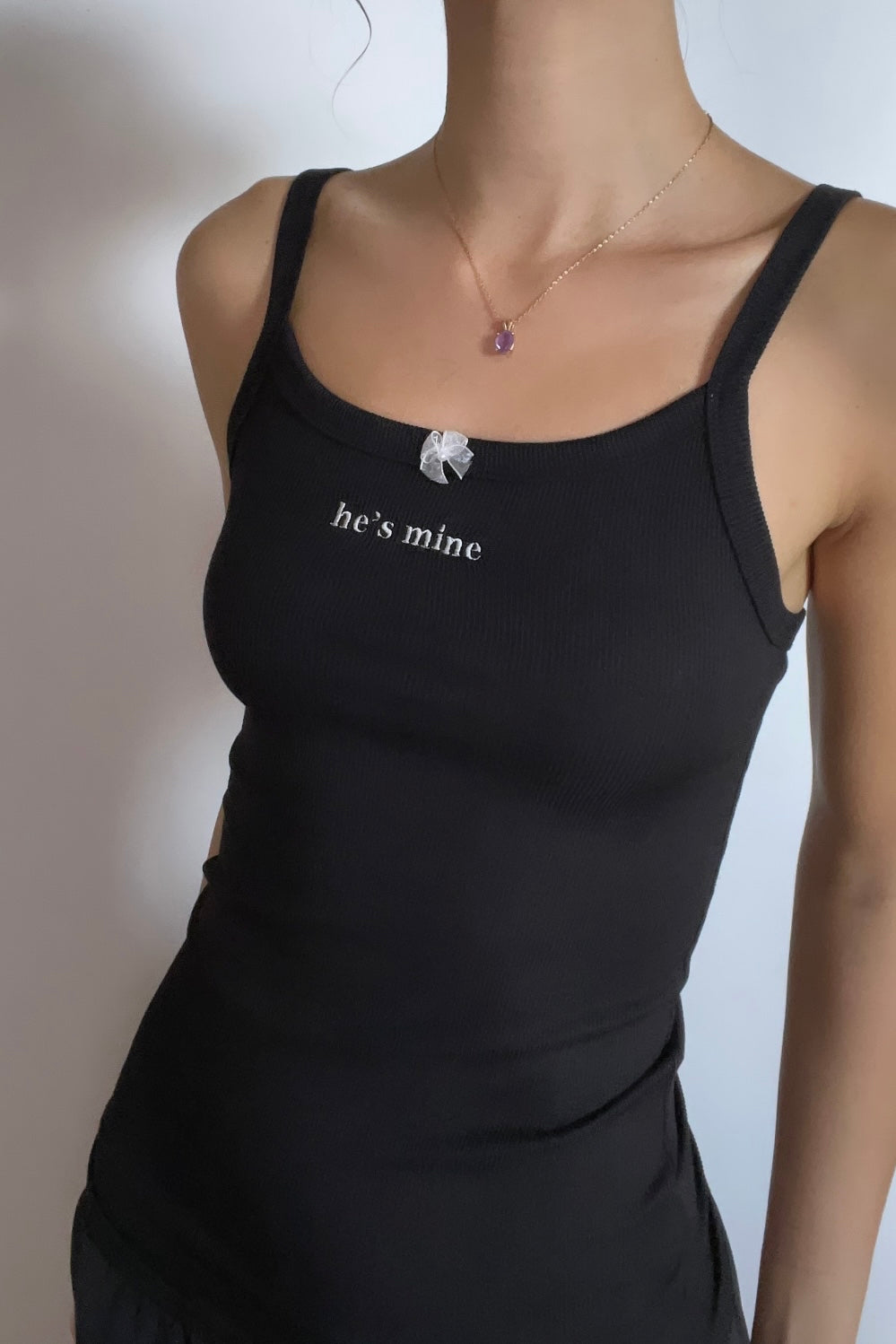 He's Mine Embroidered Tank Top | Cute Couple Matching Shirt | Sassy Relationship Statement Top for Women