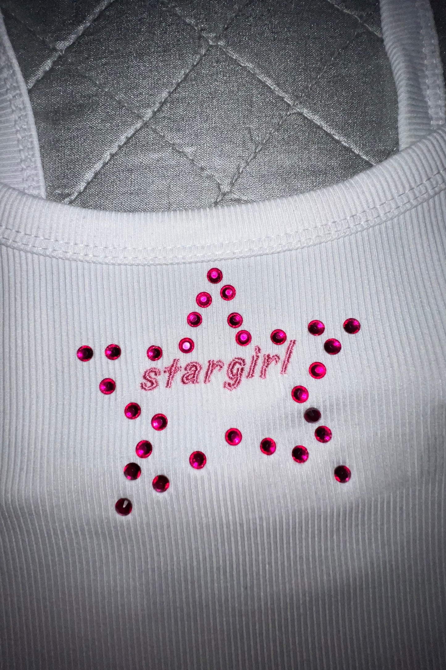 Star Girl Embroidered Rhinestone Tank Top | Star Girl Inspired Top | Glamorous Aesthetic Fashion for Women